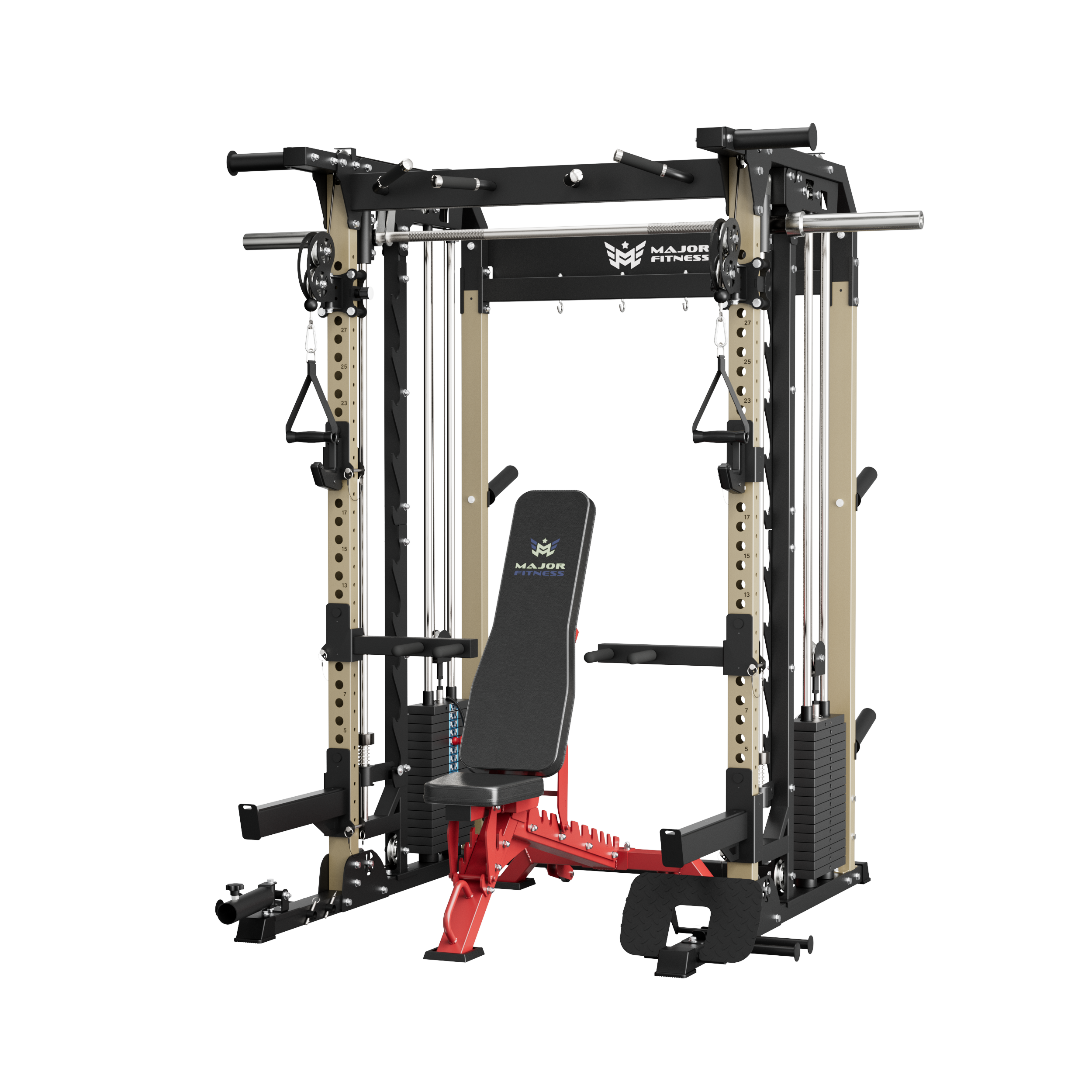 B52 Pro Smith Machine Home Gym with Power Rack, Cable Crossover, Dual Pulley System, Landmine, and Multi-Grip Pull-Up Bar