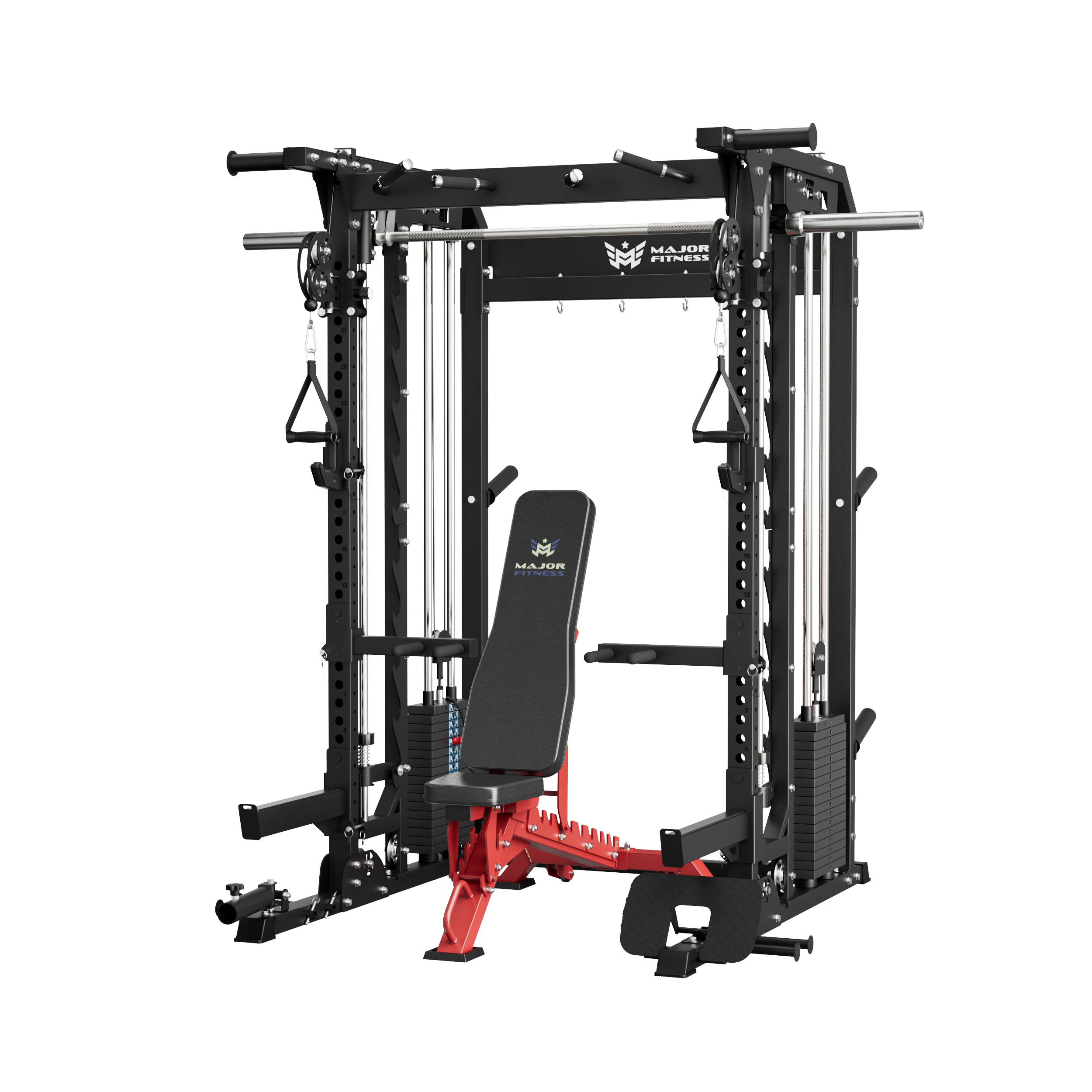 B52 Pro Smith Machine Home Gym with Power Rack, Cable Crossover, Dual Pulley System, Landmine, and Multi-Grip Pull-Up Bar