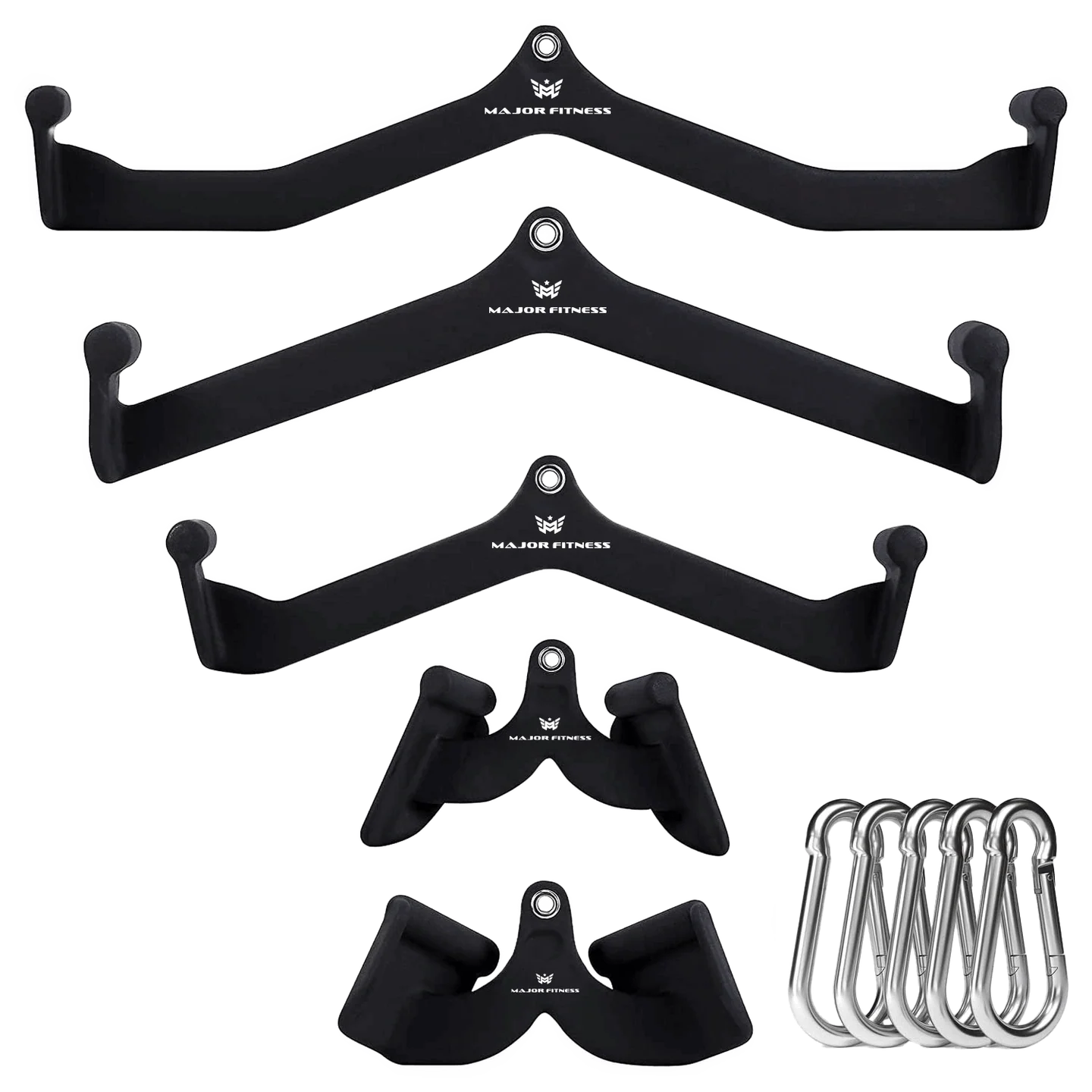 Cable Lat Pulldown Bar Set - 5 pcs - Black