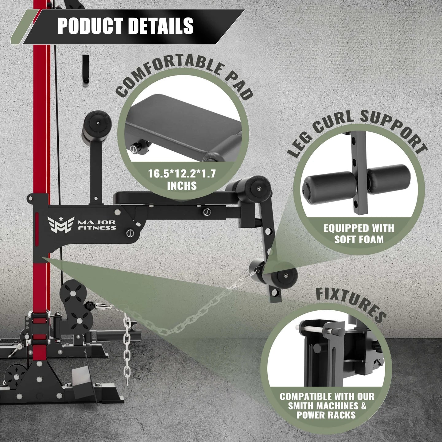Rack Mounted Leg Extension Accessory – 2×3" Upright – Black